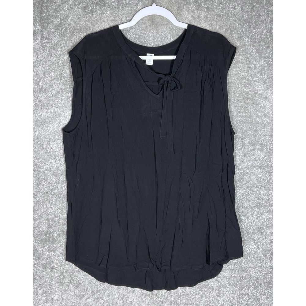 Old Navy Sleeveless Semi-Sheer Top Womens Size XLT Black Rayon Relaxed Fit‎